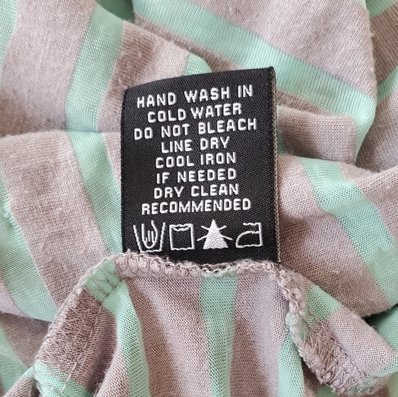 Vertigo striped cardigan grey mint green‎ size M open hi-lo lightweight layers - Picture 8 of 8